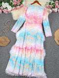 Woman Cover-ups Tunic Casual Print V-Neck Beach Outfits For Women Elegant Sexy Long Kaftan Beach Dresses Swim Suit Cover