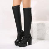 Autumn And Winter New Thick Knee-High Elastic Boots Women Color Sexy Dark Large Size Women