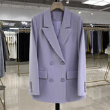 Zingj Spring And Autumn Outfit New Sweet Taro Purple British Wind Suit Coat Female Senior Sense Goddess Fan Temperament Professional