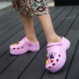 Summer Women Clogs Platform Garden Sandals Cartoon Fruit Slippers Slip On For Girl Beach Shoes Fashion Slides