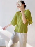 Folds 2025 Slim Slim Sleeve Coat Loose Temperament Folded Zipper Short-Sleeved T-Shirt