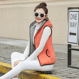 New Autumn Winter Women Vest Cotton Hooded Casual Slim Waistcoat Female Sleeveless