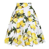 Summer Rockabilly Skirt Vintage 50s Floral High Waist Retro Hepburn Swing Cotton Women Clothing 60s Midi Casual