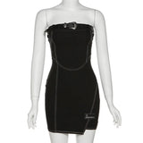 2022 Trend New Summer Women's Sexy Breast-Skin Buckle Fashion High-Waisted Body-Bossed Half-Dressed