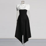 French Temperament Sling Long Dress 2025 Summer New Bumpy Color Splicing Long High-Sense Dress Dress