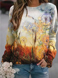 Landscape Flower Floral Print Long Sleeve