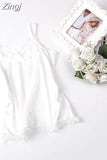 Korean Fashion Silk Women Camis Streetwear Satin Sexy Tops Lace Sleeveless White Female Tank Tops XXXL/4XL White