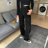 High Waist Women Black Jeans Korean Fashion Streetwear Wide Leg Jean Female Denim Trouser Straight Baggy Mom Denim