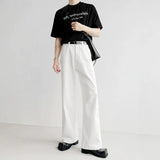 Sensing White Jeans Men's And Women's Loose Straight Drags Broad Legged Couple Casual Cleanfit