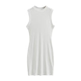 Zingj Trendy Women's Dress With Round Collar And Sleeveless Dress In Summer, The New Style Is Slim And Shows Solid Color, Sexy Vest And Hip