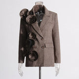 French Retro Style Double Buckle Small Suit 2025 New Handmade Three-Dimensional Flowers High-Grade Hair Blazer Suit