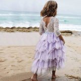 Girls Dress 2021 Girls Clothes Princess Party Dress Backless Lace Tutu Layered Dress Elegant Ceremony Teenage