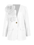 Zingj Spring And Summer New Fashion Temperament V Collar A Button Three-Dimensional Flower Splicing Design Sense Suit Coat
