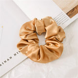 Satin Silk Solid Color Scrunchies Elastic Hair Bands 2021 New Women Girls Hair Accessories Ponytail Holder Hair Ties