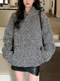 Zingj Small Sweet Hooded Hoodie Men And Women Spring And Autumn New Design Sense Tweed Woven Hooded Jacket