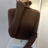 Harajuku Pullover Turtleneck Sweater Women Fall Soft Knit Sweater Slim Elastic Korean Simple Basic Cheap Jumper Solid