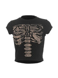 Vintage Skeleton Printed Crop Top- Outfit