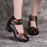 2021 Spring Autumn New Retro Genuine Leather Platform Shoes Women's Pumps High Heel Soft Bottom Shoes Women