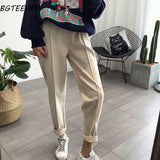 Winter Thicken Women Pencil Pants Wool Pants Female Autumn High Waist Loose Trousers Capris Soft Good