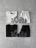 Aesthetic High Street Hip-Hop Printed Letter Short-Sleeved T-Shirt Shorts Men's Summer Tide Brand Leisure Sports