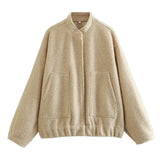 New Loose Casual Coat Street Standing Collar Dark Button Coat Casual Jacket