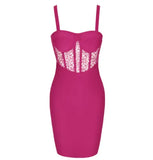 Lady Winter Women Bandage Dress 2021 New Sexy Long Sleeve Bandage Dress Bodycon Lace Patchwork Celebrity Club Party