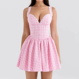 Pink Plaid Mini Dress- Outfit