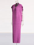 Fashion Temperament Casual Set 2025 Summer New Round-Neck Knitted Fork Top + High-Rise Straight-Legged Trousers