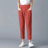 Cotton Pants for Women Trousers Loose Casual Solid Color Women Harem Pants Plus Size Capri Women's Summer