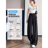 Anti-Frinkle Silk Linen Pants Women Summer Thin Ice Silk Cotton High Waist Hanging Mountain Suit Wide Leg