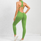 Zingj Zipper Conjoined Yoga Suit Sports Onesie Hollow Back Running Fitness One-Piece Yoga Pants-Outfit