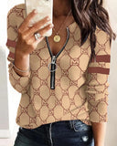 Independent Station Fashion Printed Zipper Long-Sleeved New Casual