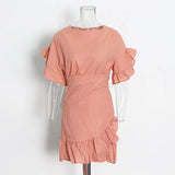 Fashion Casual Wind Collar Skirt 2025 Summer New High-End Feel-Leaf Hem Design Short Dress
