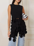 Zingj 2024 New Fashion Round Neck Sleeveless Round Piece Splicing Design Sense Tassel Advanced Sense Pure Color Top