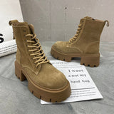 Ankle Leather Women Flat Platform Short Boots Ladies Shoes Fashion Autumn Winter Boots Women Shoes Platform