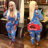 Zingj Womens Sexy Nightwear Christmas Pajamas Sleepwear Pyjamas fashion Romper new underwear casual printed Jumpsuit Set Xmas 102-0-Outfit