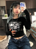 Zingj New Style Temperament Commuting Retro Hot Girl Long Sleeve Slim Head Top-Outfit
