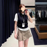 New Set Of OOTD Relaxation Feeling Wearing A Reduced-Age White T-Shirt Vest Dress