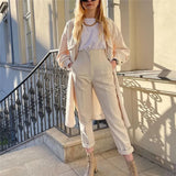 Women's Pants Beige Pencil High Waist Pants For Women Office Casual Elegant Woman Trousers Fashion Streetwear Summer