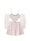 Mini Princess Dress Elegant Puff Sleeve Lace Party Court Prom Short Dresses Sexy Backless Clubwear Mori Girl A-line