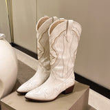 Boots Barrel Knight Boots High-Cruler Fat Rice White Pointed Autumn And Winter 2025 New Su Yin High-End V-Collar