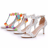 Cm Light Mouth With Sandals Fine Heel Sandals White Lace Wedding Shoes Famous Wind High Heel