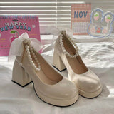 Bottom French Mary Jane Shoes Women High Heel Niche Design Temperament High-End Feel Lolita Coarse Leather Shoes Women