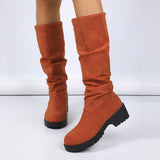 Leopard Velvet Rough And Fashion Boots Women Autumn And Winter New Fashion Wrinkles Pile