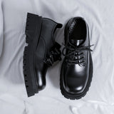 2025 New Youth Big Head Round Head British Wind Low Heel Set Foot Work Wear Thick Bottom Shoes