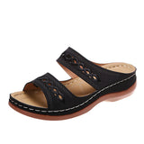 Slope And Embroidered Cool Slippers Women Wish Thick Bottom Outside Wearing PU Bottom Retro Beach