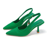 Zingj Size High Heel Sandals Baotou Back Empty Rear Trip New Shallow Pointed Single Heel Heels-Outfit