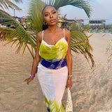 Women Summer Sleeveless Printed Bodycon Beach Backless Pencil Long Dress Sundress 2021 Female Clothing