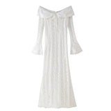 Women's Dress 2025 New Fashion Elegant Sexy One-Word Shoulder Lace