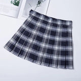 Skirt Za Woman 2022 Summer Mini Checkered Women Elastic A Line High Waist Plaid College Style Black E Girl